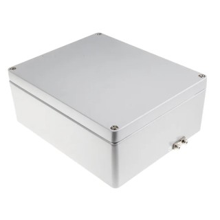 RS PRO Grey Lid Aluminium Enclosure, IP65, IP66, IP67, IP68, IK09, 110 mm x 280 mm x 280 mm IP65