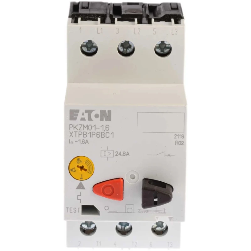 Eaton Motor Protection Circuit Breaker PKZM 01 Series 1A to 1.6A, 690V AC, 3 Poles, IP20/IP00, -25°C to 278480 PKZM01-1,6