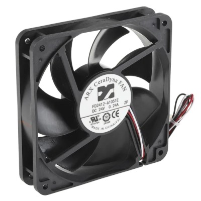 ARX CeraDyna Series Axial Fan 24V dc, 180.8 m³/h Airflow, 5.52 W, 230 mA Max, IP20, 120 mm Square Frame 