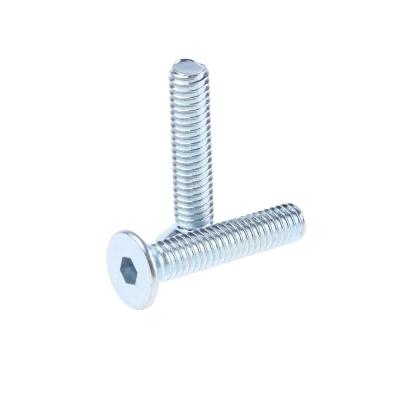 RS PRO Bright Zinc Plated Steel Hex Socket Countersunk Screw, M4 x 20 mm 491-5085