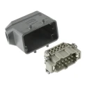 HARTING Heavy Duty Power Connector Panel Mount Screw Termination 10 Way 16A 500V Han E Male 09330102601+19300101520