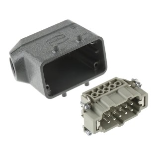 HARTING Heavy Duty Power Connector Panel Mount Screw Termination 10 Way 16A 500V Han E Male 09330102601+19300101520