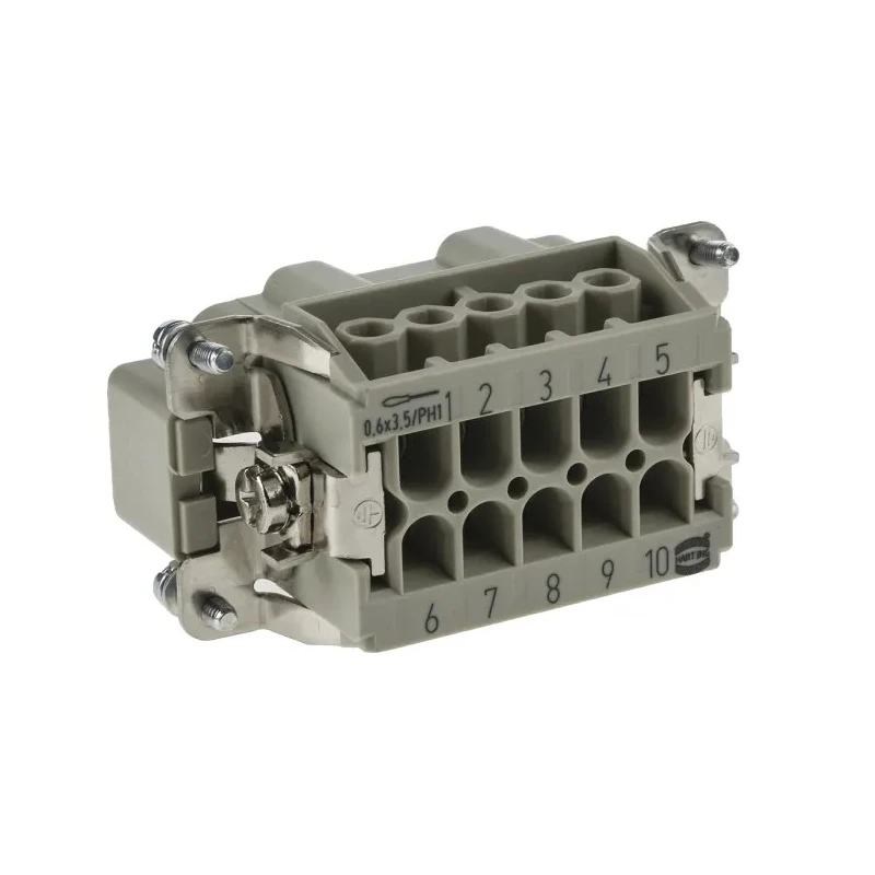 HARTING Heavy Duty Power Connector Panel Mount Screw Termination 10 Way 16A 500V Han E Male 09330102601+19300101520