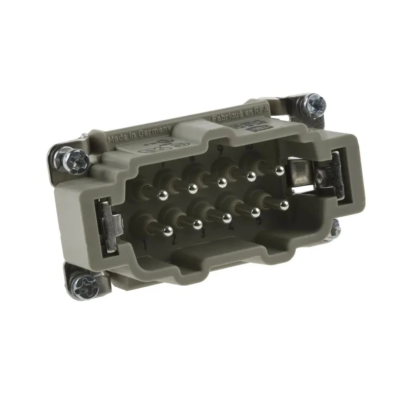HARTING Heavy Duty Power Connector Panel Mount Screw Termination 10 Way 16A 500V Han E Male 09330102601+19300101520