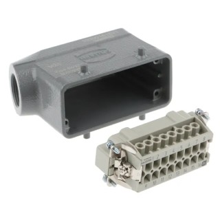 HARTING Heavy Duty Power Connector Panel Screw 16 Way 16A 500V Han E Male 09330162601+19300161521