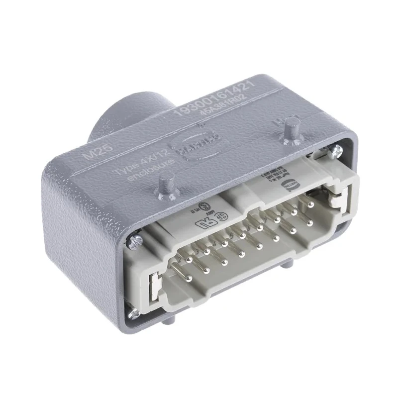 HARTING Heavy Duty Power Connector Panel Screw Terminal 16 Way 16A 500V Han E Male 09330162601+19300161421