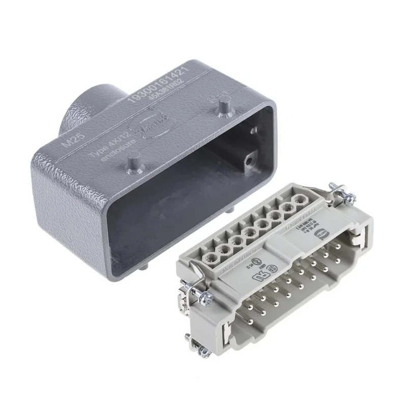 HARTING Heavy Duty Power Connector Panel Screw Terminal 16 Way 16A 500V Han E Male 09330162601+19300161421