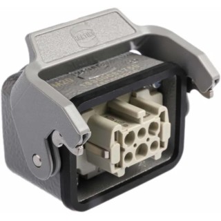 HARTING Heavy Duty Power Connector Panel Screw Termination 6 Contacts 16A 500V Han E Female 09330062701+19300061750
