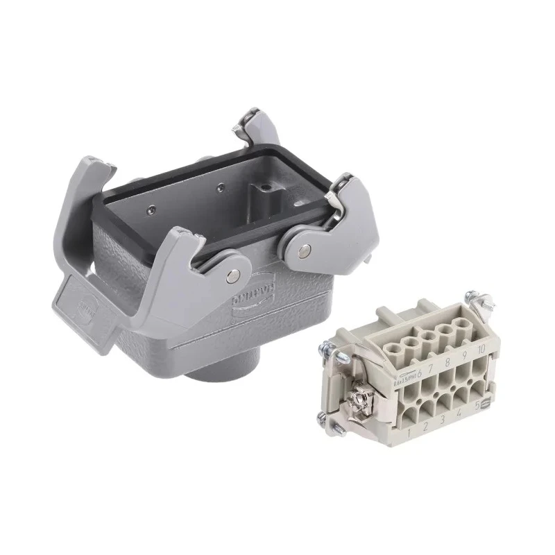 HARTING Heavy Duty Power Connector Panel Mount Screw Termination 10 Way 16A 500V Han E Female 09330102701+19300101730
