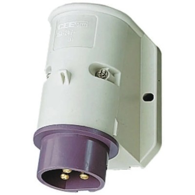 MENNEKES Industrial Power Connector 2P Wall Mount Right Angle, 16A, 20-25V IP44 Purple IP44