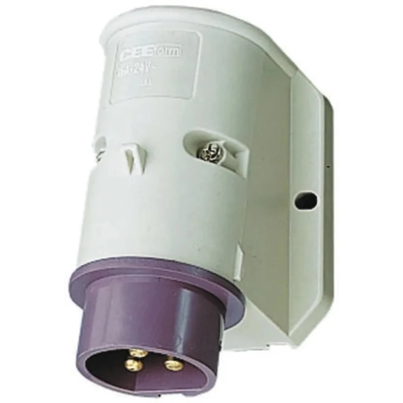 MENNEKES Industrial Power Connector 2P Wall Mount Right Angle, 16A, 20-25V IP44 Purple IP44