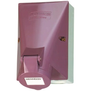 MENNEKES Industrial Socket Rated At 16A, 25V IP44 Purple Wall Mount, Interlocked, Screw Terminal