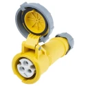MENNEKES Industrial Power Connector Cable Mount 16A, 110V, IP67 Rated, Yellow, 2P+PE, AM-TOP 