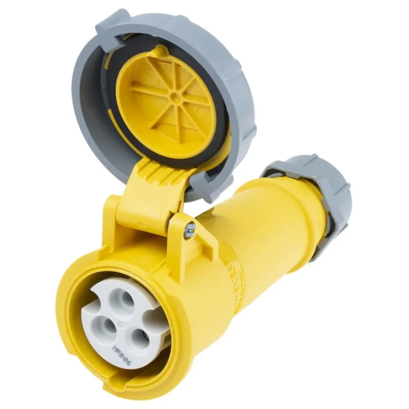 MENNEKES Industrial Power Connector Cable Mount 16A, 110V, IP67 Rated, Yellow, 2P+PE, AM-TOP 
