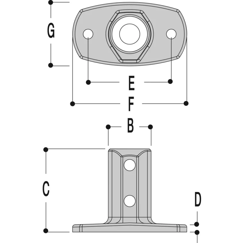 Kee Lite Aluminium Railing Flange Compatible with 42 mm Round Tube L62-7