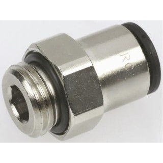 Legris Pneumatic Fitting LF3000 Series Male M12 x 1.5 Threaded-to-Tube Push-In 8 mm Nickel Plated Brass 20 bar 80°C LF3000