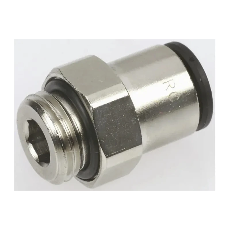 Legris Pneumatic Fitting LF3000 Series Male M12 x 1.5 Threaded-to-Tube Push-In 8 mm Nickel Plated Brass 20 bar 80°C LF3000