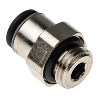 Legris LF3000 Series Pneumatic Fitting Male M10 x 1 Threaded-to-Tube Push In 6 mm Nickel Plated Brass 80°C 20 bar LF3000
