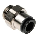 Legris LF3000 Series Pneumatic Fitting Male M10 x 1 Threaded-to-Tube Push In 6 mm Nickel Plated Brass 80°C 20 bar LF3000