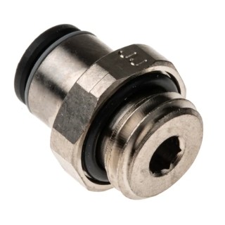 Legris Pneumatic Fitting Series Male Threaded-to-Tube M12 x 1.5 Thread Size Push-in Tube 6 mm Nickel Plated Brass LF3000