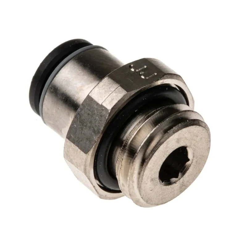 Legris Pneumatic Fitting Series Male Threaded-to-Tube M12 x 1.5 Thread Size Push-in Tube 6 mm Nickel Plated Brass LF3000