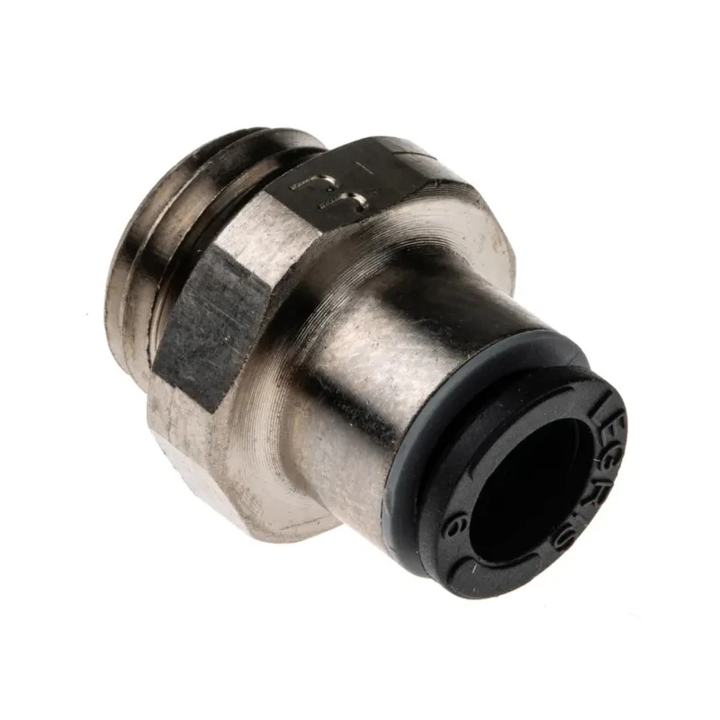 Legris Pneumatic Fitting Series Male Threaded-to-Tube M12 x 1.5 Thread Size Push-in Tube 6 mm Nickel Plated Brass LF3000