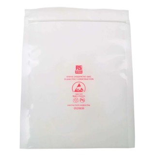 RS PRO Anti-Static Dissipative Clear Zip Bag 150 mm Width x 200 mm Height, ESD Compliant 122-9155