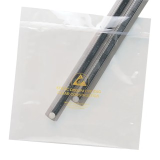 RS PRO Anti-Static Dissipative Clear Zip Bag 75mm(W) x 125mm(H) 100 Per Pack 122-9158