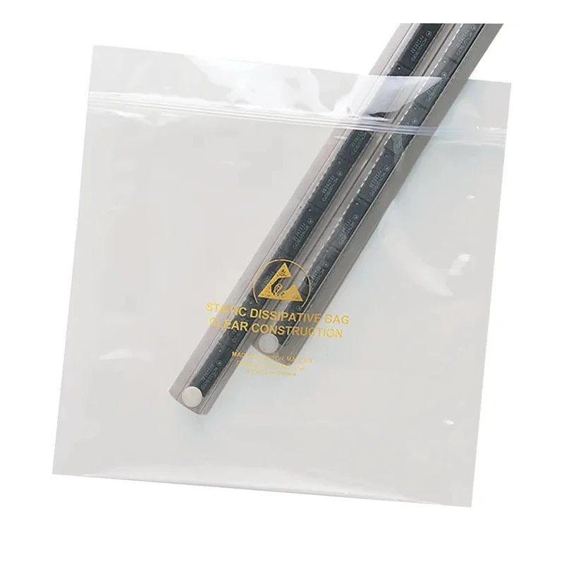 RS PRO Anti-Static Dissipative Clear Zip Bag 75mm(W) x 125mm(H) 100 Per Pack 122-9158