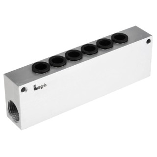 Legris Aluminium Body Pneumatic Manifold 6 Station 1/2 in Push-in Port Female Thread G Series 3310 3310 10 21