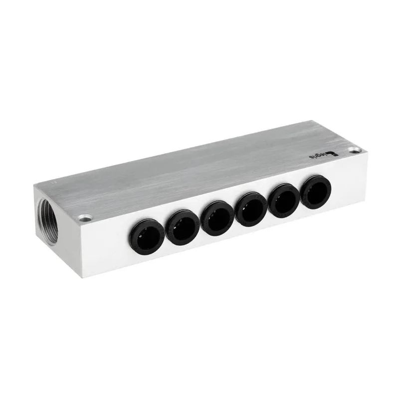 Legris Aluminium Body Pneumatic Manifold 6 Station 1/2 in Push-in Port Female Thread G Series 3310 3310 10 21