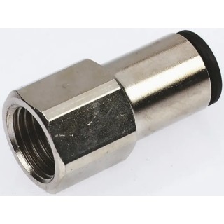 Legris Series Pneumatic Fitting Female 3/8 in G Thread, Push-In 8 mm Tube Connection, Nickel Plated Brass, 20 bar LF3000