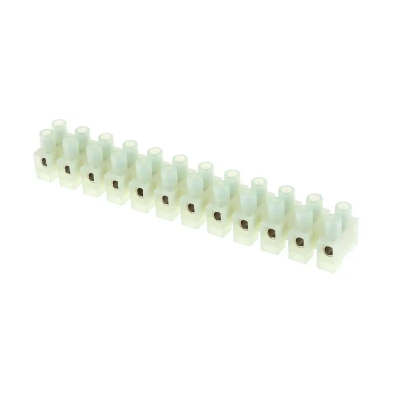 RS PRO Non-Fused Terminal Block 12-Way 10mm² Wire 57A Screw 400V Nylon Body Nickel Plated Brass Clamps 492-8722