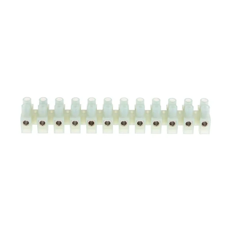 RS PRO Non-Fused Terminal Block 12-Way 10mm² Wire 57A Screw 400V Nylon Body Nickel Plated Brass Clamps 492-8722