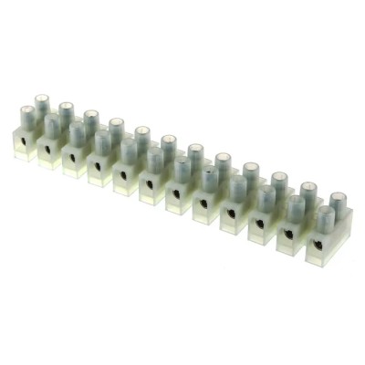 RS PRO Non-Fused Terminal Block, 12-Way, 6mm² Wire Size, 41A Current, 400V, Nylon Body, Nickel Plated Brass Clamps 492-8716