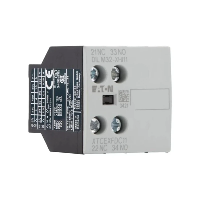 Eaton Auxiliary Contact, 2 Contacts, 1 NO/1 NC, Front Mount, 16 A, 220 V DC, 500 V AC, 277376 DILM32-XHI11