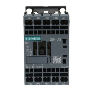Siemens 3RH2 Contactor Relay, 24V DC Coil, 10A Current, 4 NO Auxiliary Contacts, 690V AC Contact Voltage, DIN 3RH2140-2BB40