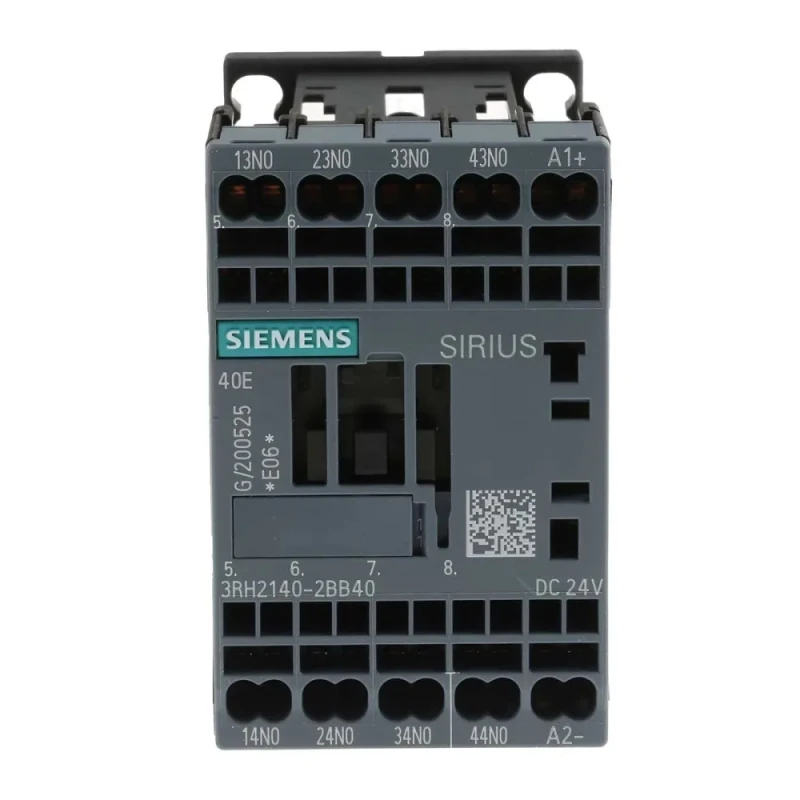 Siemens 3RH2 Contactor Relay, 24V DC Coil, 10A Current, 4 NO Auxiliary Contacts, 690V AC Contact Voltage, DIN 3RH2140-2BB40