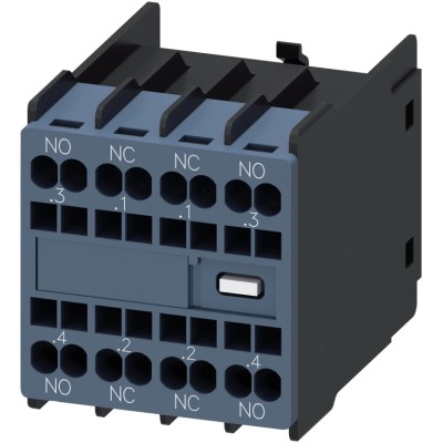 Siemens Auxiliary Contact, 4 Contact, 2 NC/2 NO, Snap-On Mounting, Cage Clamp Terminal, 10 A, 690V, 3RH2911-2FA22