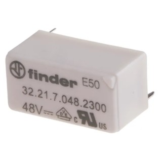 Finder Power Relay, 48V DC Coil, 6A Switching Current, SPST, 200mW Coil Power, Silver Alloy Contacts 32.21.7.048.2300