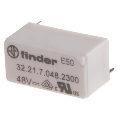 Finder Power Relay, 48V DC Coil, 6A Switching Current, SPST, 200mW Coil Power, Silver Alloy Contacts 32.21.7.048.2300