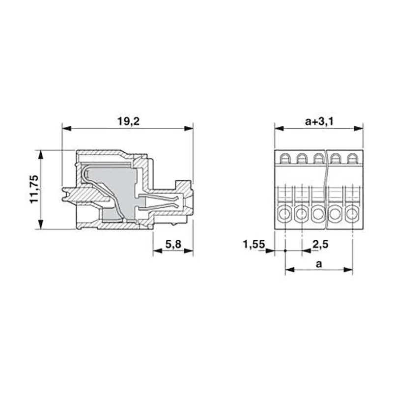Phoenix Contact Pluggable Terminal Block FK-MC 0.5/8-ST-2.5 Series, 8 Contact, 2.5 mm Pitch, 4A, 80V, 1 Row, Green 1881383
