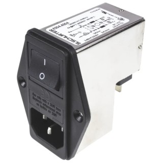 Schurter Panel Mount IEC Connector Male 2 Pole 1 Fuse 6A 250V ac Quick Connect 4304.4004
