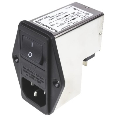 Schurter Panel Mount IEC Connector Male 2 Pole 1 Fuse 6A 250V ac Quick Connect 4304.4004