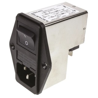 Schurter 250V AC 2A Panel Mount IEC Connector Male 2 Pole 2 Fuse Solder 4304.4022