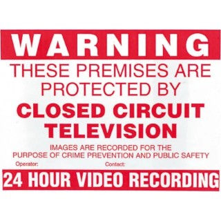Sure24 Red Polyvinyl Chloride CCTV Sign Warning Closed Circuit Television English 400mm x 600mm CES