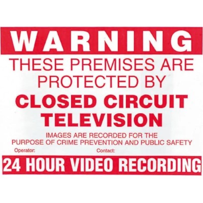 Sure24 Red Polyvinyl Chloride CCTV Sign Warning Closed Circuit Television English 400mm x 600mm CES