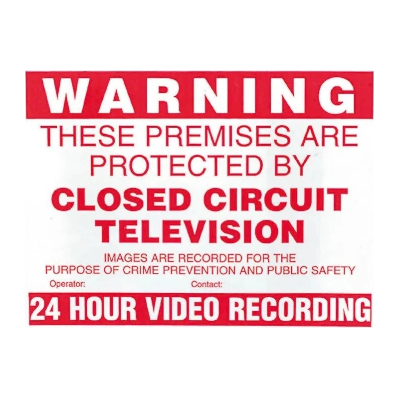 Sure24 Red Polyvinyl Chloride CCTV Sign Warning Closed Circuit Television English 400mm x 600mm CES