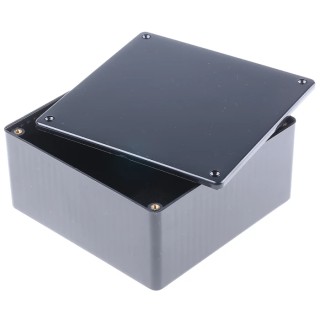 Hammond 1591 Series Flame Retardant ABS Enclosure IP54, Black Lid, 59 mm x 120 mm x 120 mm IP54