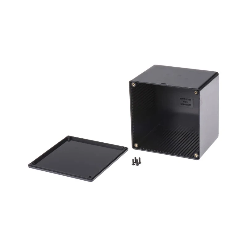 Hammond 1591 Series Flame Retardant ABS Black Lid Enclosure, IP54, 94 mm x 120 mm x 120 mm 